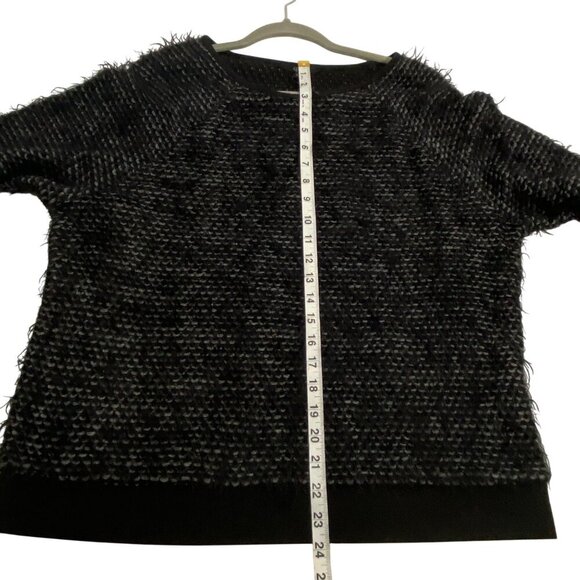 Tibi Womens Black Textured Knit Sweater L designer neutral fun shaggy texture - Picture 7 of 10
